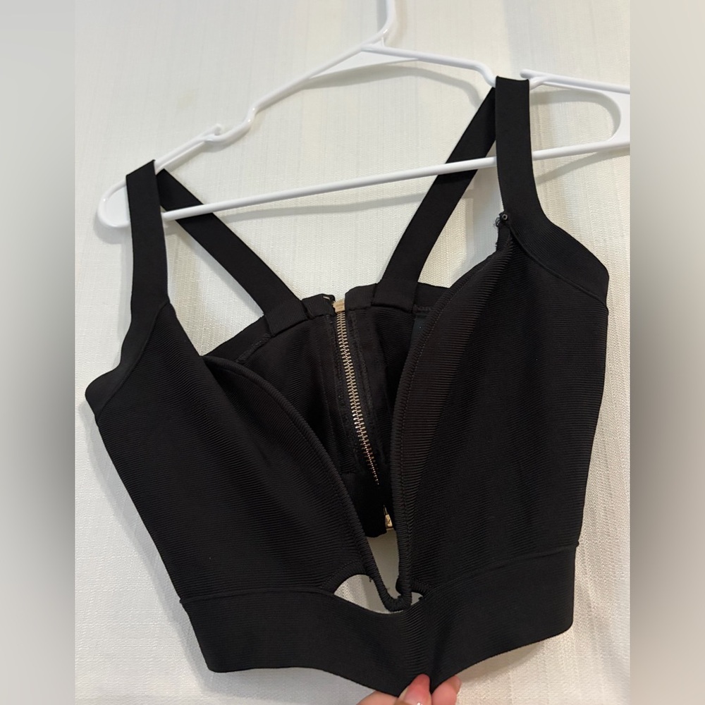 Marciano Black Bandage Crop Top women’s size XS Plunge V-Wire Bustier(A488)✨